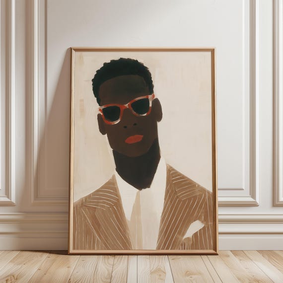 Portrait of a Stylish Gentleman in Sunglasses, Minimalist Fashion Art (Digital Download) 405