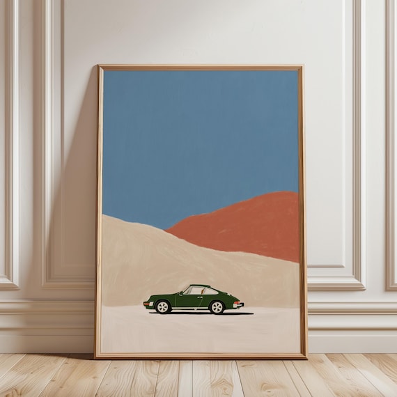 Porsche 911 Wall Art Print, Vintage Desert Decor, Office (Instant Download)