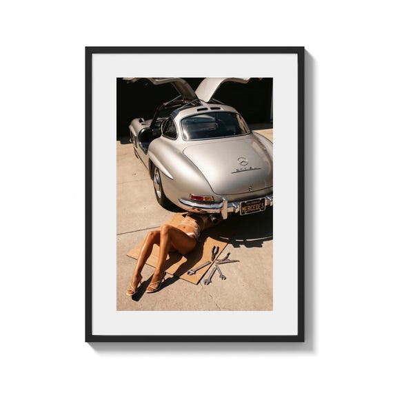 Mercedes-benz 300 sl Poster: Silver Classic Car Print, Vintage Wall Art, Sports Car Print Digital Download, Mechanic Gifts Decor