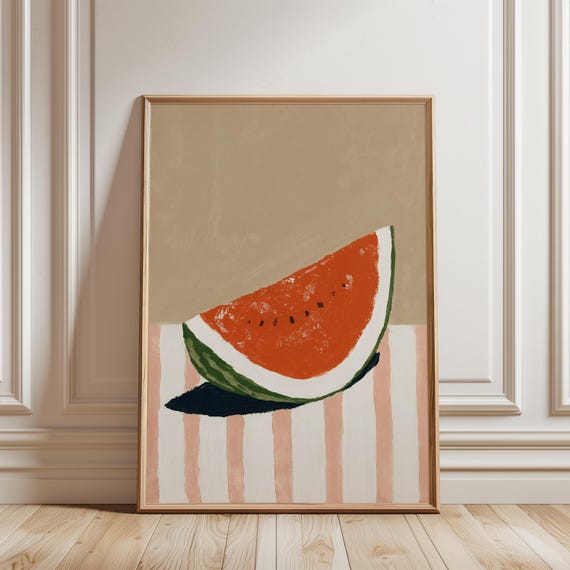 Watermelon Slice Gouache Painting, Playful Summer Kitchen Wall Art (Digital Download) 512