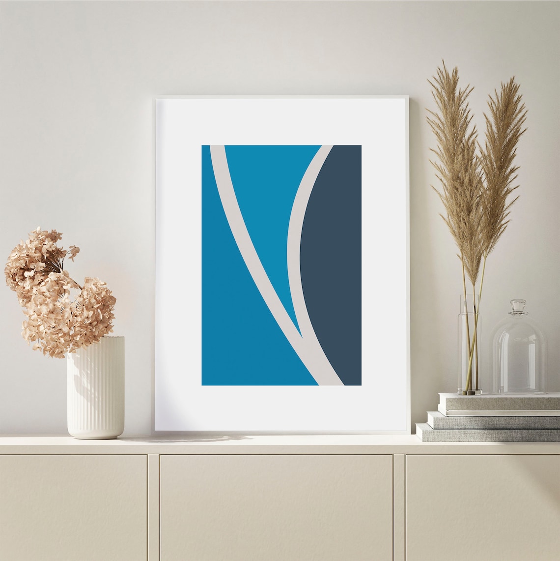Blue tone minimal Boho abstract Wall Art shades of blue Wall Etsy
