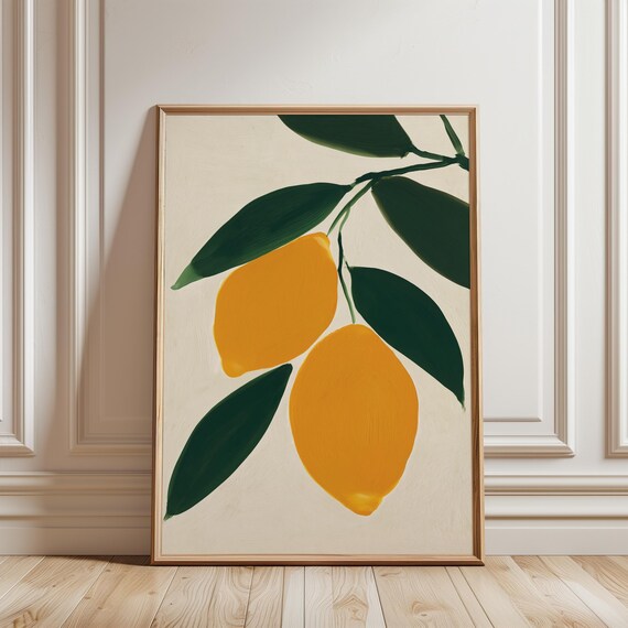 Bright Lemon Illustration, Modern Kitchen Farmhouse Art, Summer Print (Digital Download) 699