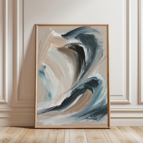 Abstract Wave-Inspired Art, Coastal Mood in Blues and Teals (Digital Download) 560