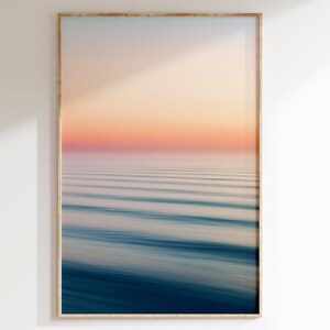 Minimalist Sea and Sky - Calm Seascape Download, Sunset Ocean Print, Contemporary Digital Decor