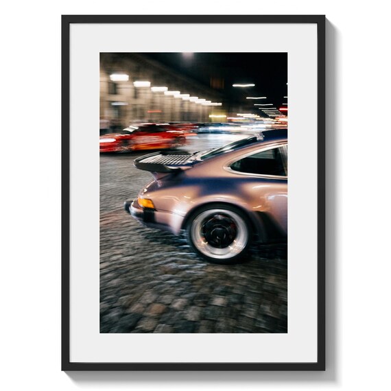 Porsche 911 Turbo Wall Art Print, Night Motion Blur, Vintage Car Decor (Digital Download)