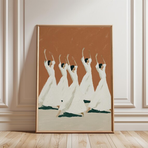 Elegant Ballet Dancers Abstract Painting, Modern Summer Art (Digital Download) 632