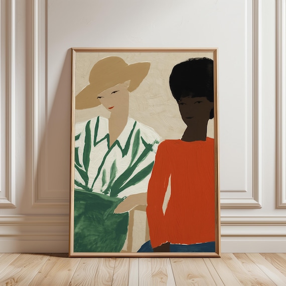 Bohemian Kids Illustration, Retro Modern Art with Vibrant Colors (Digital Download) 428