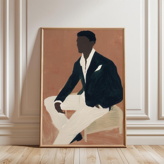 Elegant Gentleman Painting, Modern Minimalist Fashion Art (Digital Download) 540