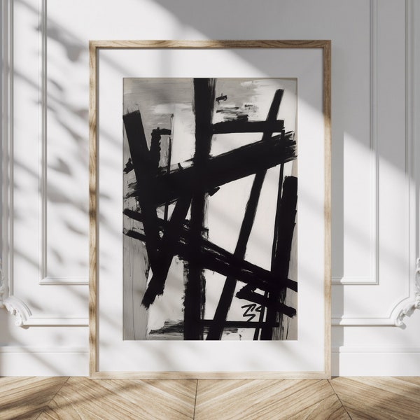 Franz Kline Druckbare moderne Wandkunst, abstrakter Kunstdruck, abstrakter Expressionist, ästhetisches Raumdekor, berühmter Maler Pinselstriche