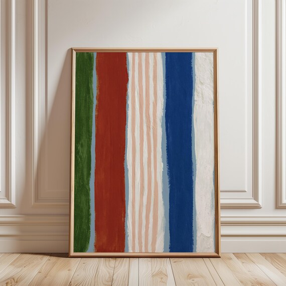 Modern Mid-Century Abstract Stripes Art, Minimalist Colorful Print (Digital Download) 533
