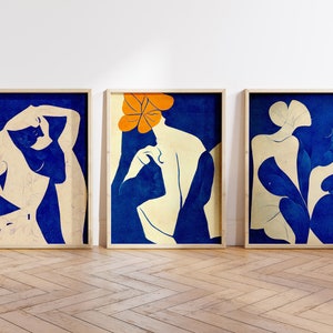 Matisse 3 piece wall art, Matisse printable, Matisse cutout, Henri Matisse Nu Bleu, museum poster, Henri Matisse, Matisse poster,