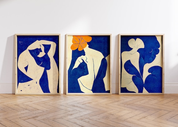 Matisse 3 piece wall art, Matisse printable, Matisse cutout, Henri Matisse Nu Bleu, museum poster, Henri Matisse, Matisse poster,