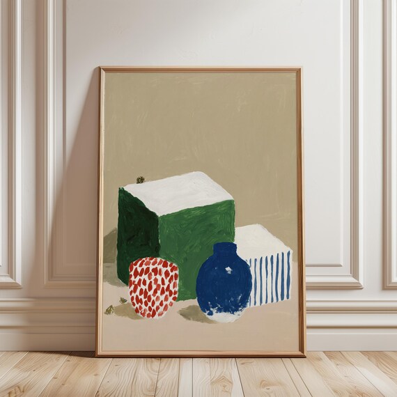Modern Abstract Geometric Still Life Print, Matisse-Inspired Summer Decor (Digital Download) 650