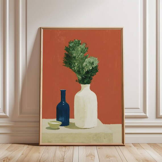 Modern Still Life Gouache Art, Summer Decor Matisse-Inspired Print (Digital Download) 652