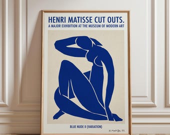 Matisse Blue Nude Exhibition Poster Print, Mid Century Modern Wall Art, Abstract Figure Printable, Museum Gallery Art (Digital Download)