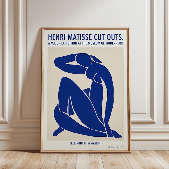 Matisse Blue Nude Exhibition Poster Print, Mid Century Modern Wall Art, Abstract Figure Printable, Museum Gallery Art (Digital Download)