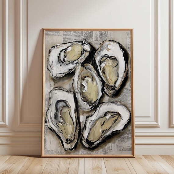 Oyster Painting Wall Art – Textured Coastal Print (Digital Download)