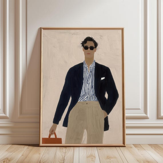 Stylish Sprezzatura Man Illustration, Chic Vintage Fashion Art (Digital Download) 275