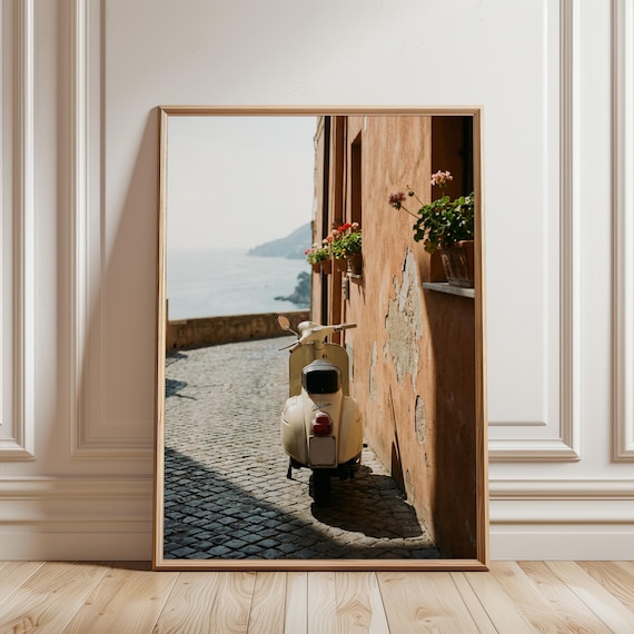 Vintage Vespa Scooter in Sunlit Alley, Amalfi Coast Summer Art (Digital Download) 207
