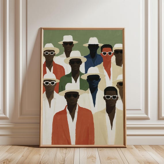 Les Sapeurs Congolais Group Portrait, Retro Afrocentric Style Summer Decor (Digital Download) 665