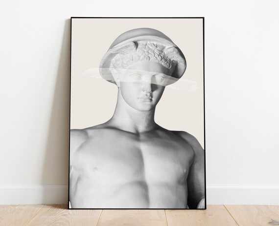Hermes Statue Print, Rome statue, Print Hermes, Digital download, Greek mythology art, Bust statue, Aesthetic Room Decor, Marble Sculpture
