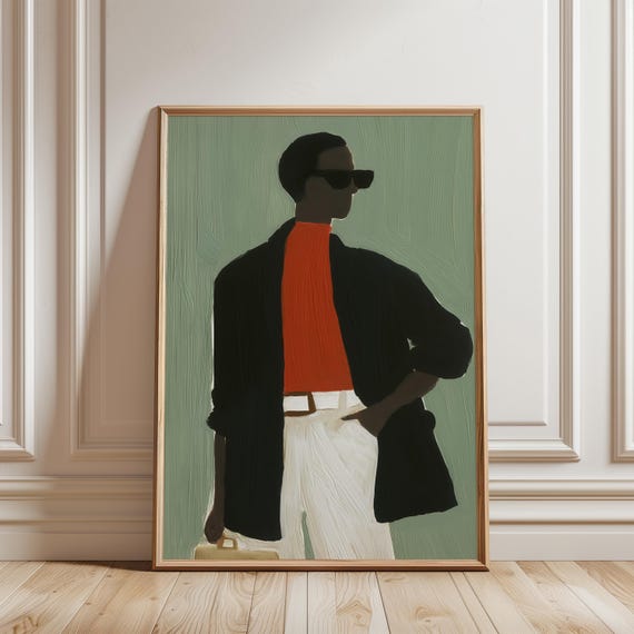 Chic Fashion Illustration of Stylish Woman in Blazer, Modern Art (Digital Download) 417