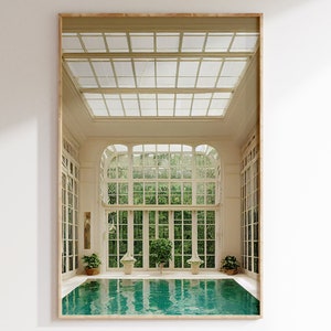 Indoor Swimming pool, Printable Art, Victorian Green House, Rustic Victorian Print, Botanical Oil Painting, Mansion, Victorian architecture