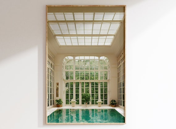 Indoor Swimming pool, Printable Art, Victorian Green House, Rustic Victorian Print, Botanical Oil Painting, Mansion, Victorian architecture