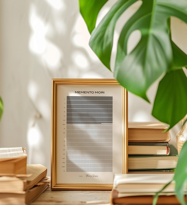 memento mori print Black and White Life Calendar PDF: Stoic Wall Art, Printable Instant Download