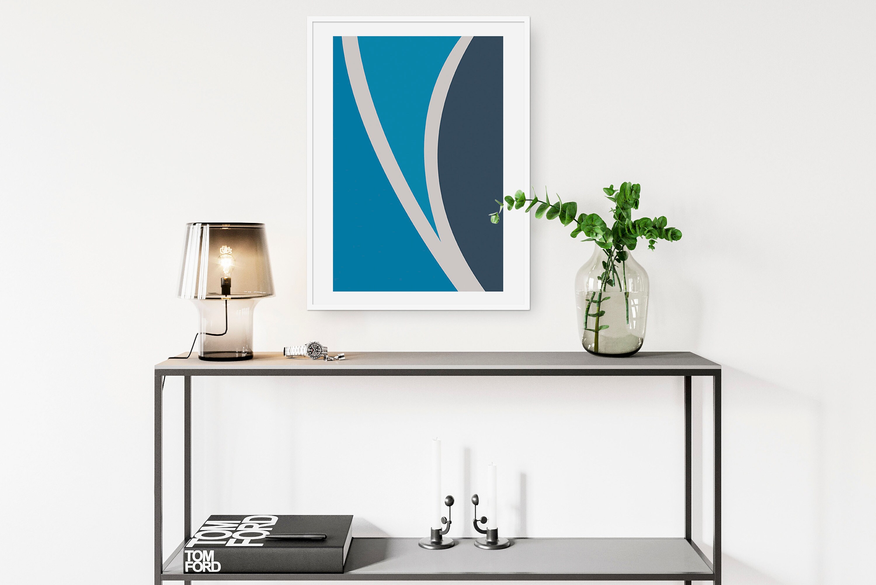 Blue tone minimal Boho abstract Wall Art shades of blue Wall Etsy
