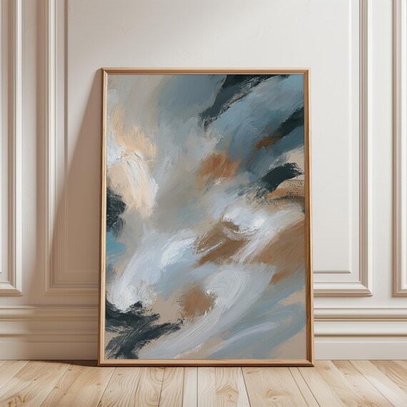 Moody Abstract Coastal Art Print, Neutral Painterly Wall Decor (Digital Download) 551