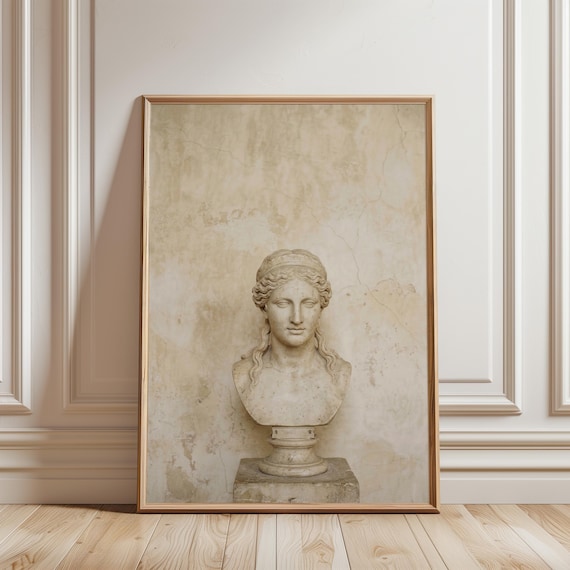 Classical Aphrodite Marble Bust, Vintage Minimalist Sculpture Art, Summer Decor (Digital Download) 739