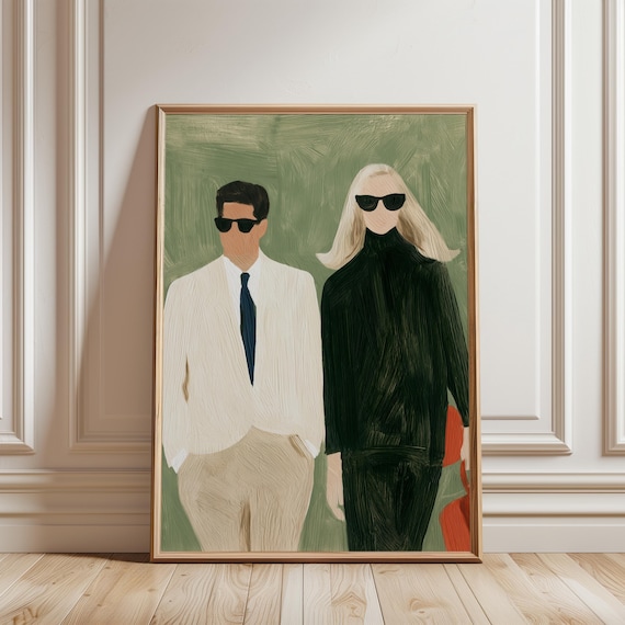 Chic Minimalist Portrait of Carolyn Bessette & John F. Kennedy Jr. (Digital Download) 393