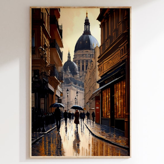 Antique Paris Prints | Vintage Oil painting of Paris | Cityscape Painting | Moody vibe | PRINTABLE.