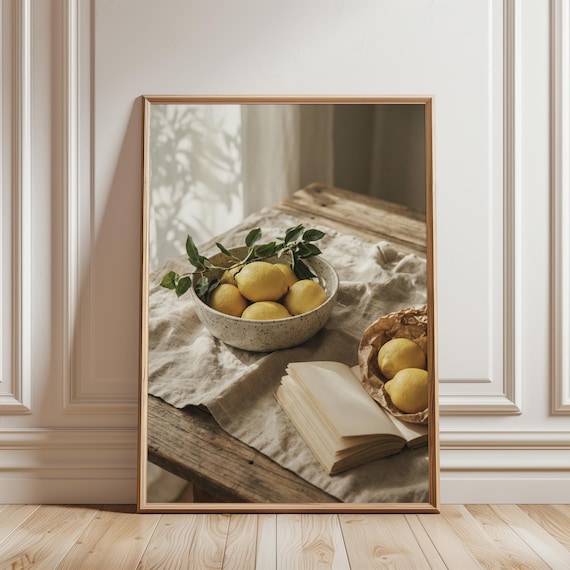 Mediterranean Still Life Printable - Sunlit Lemons with Rustic Charm, Italian-Inspired Summer Decor Art, Cottagecore Wall Art Download 103