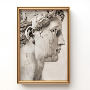 Roman Statue Print, Ancient Rome, Print David, Digital download, Greek mythology art, Bust statue, Aesthetic Room Decor, Marble Sculpture