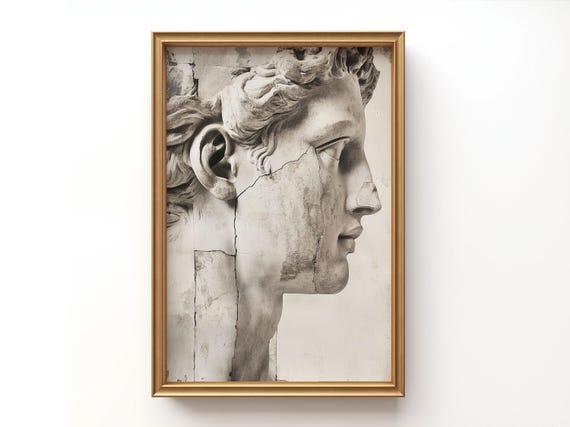 Roman Statue Print, Ancient Rome, Print David, Digital download, Greek mythology art, Bust statue, Aesthetic Room Decor, Marble Sculpture