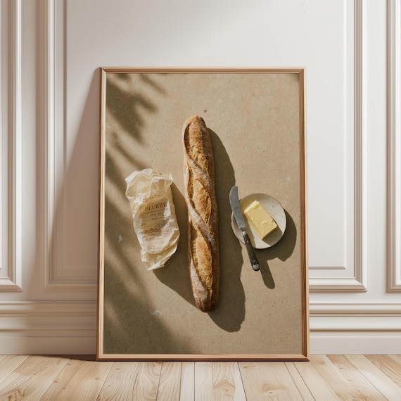Rustic Baguette Kitchen Print, Cozy Minimalist Farmhouse Art for Summer (Digital Download) 728