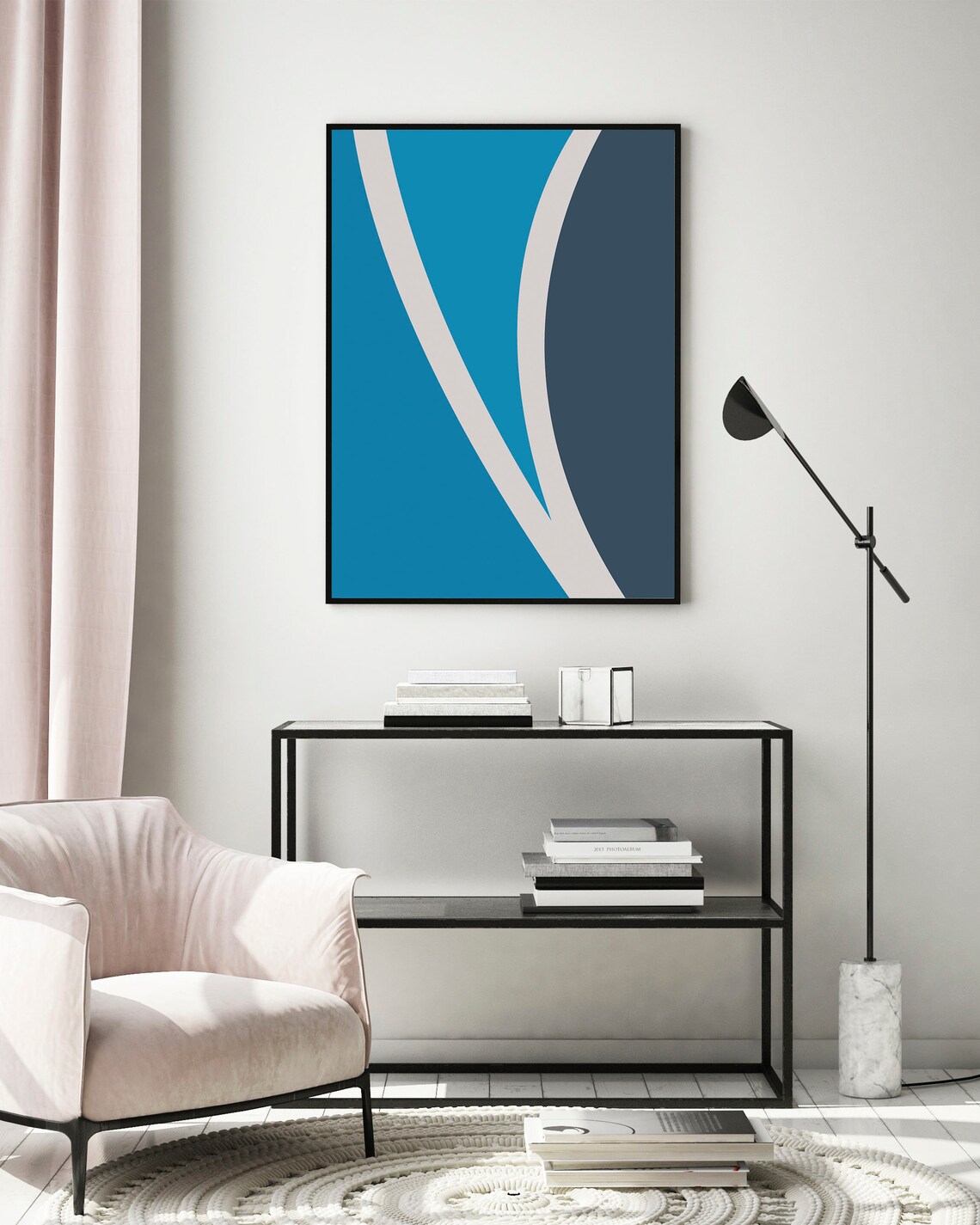 Blue tone minimal Boho abstract Wall Art shades of blue Wall Etsy