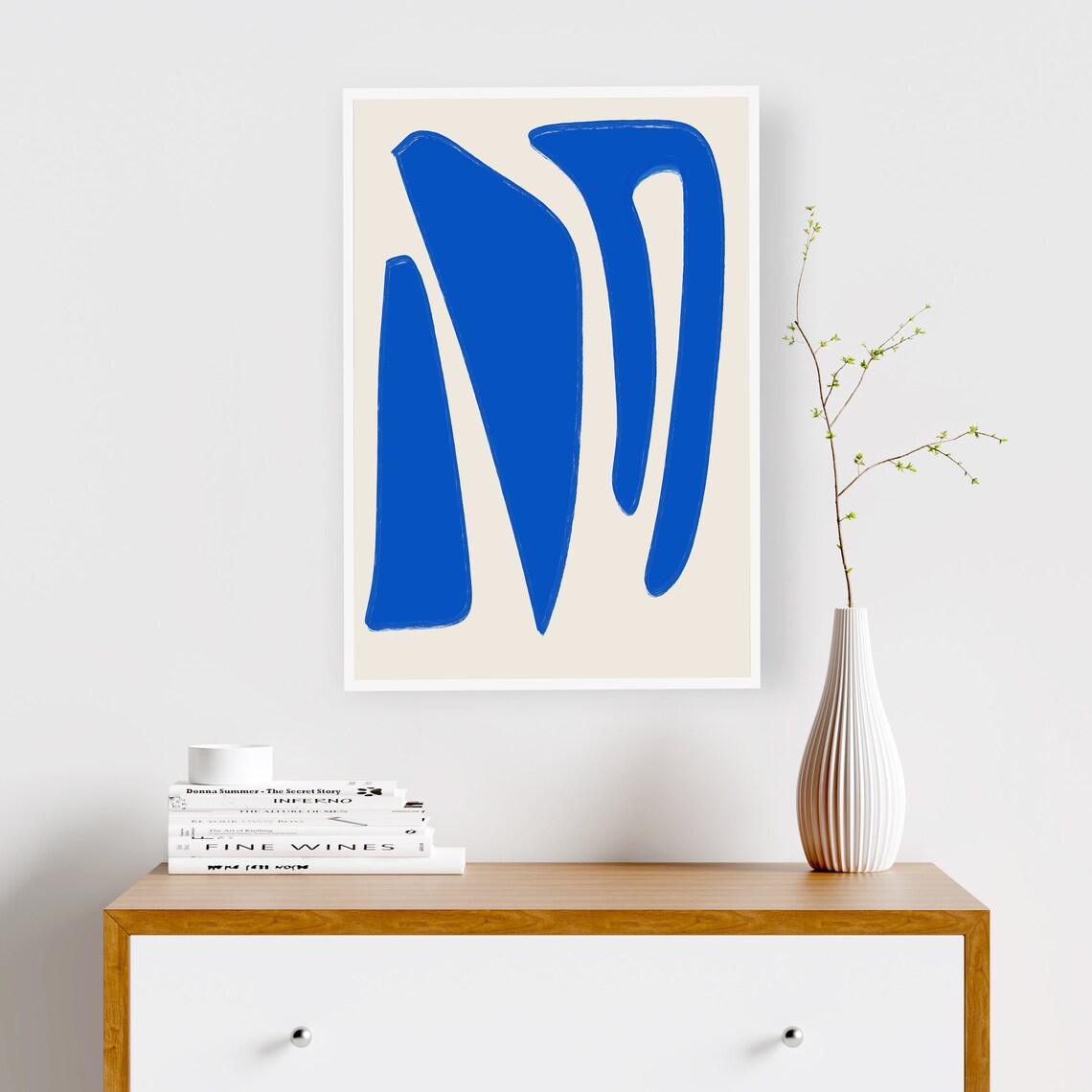Blue Beige Wall Art Abstract Print Inspired by Matisse Etsy