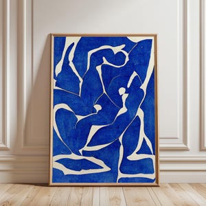 Indigo Blauer Abstrakter Kunstdruck - Matisse Stil, modernes Zuhause (Digitaler Download)
