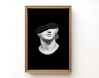 David Statue Black Print, Greek Mythology Art (Digital Download)