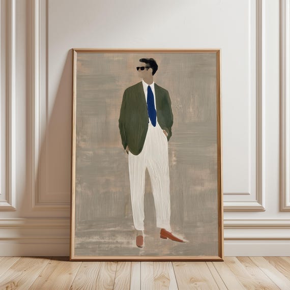 Stylish Mid-Century Man Illustration, Vintage-Modern Fashion Art (Digital Download) 433