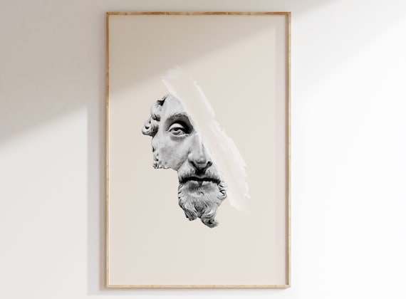 Marcus Aurelius home decor, Stoic, Aesthetic Room Decor, Amor Fati, Stoicism, Marble Sculpture,  Memento Mori, Philosophy, Printable.