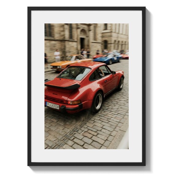 Porsche 911 Turbo Wall Art Print, Vintage Rally Scene, Classic Car Decor (Digital Download)