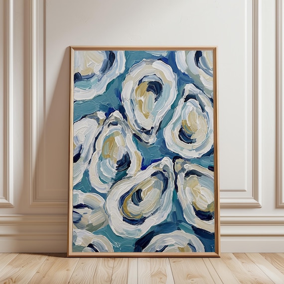 Oyster Oil Painting Wall Art – Coastal Seafood Kitchen Print (Digital Download)