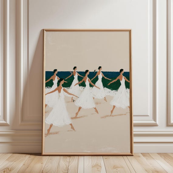 Elegant Ballet Dancers Painting, Minimalist Summer Decor Art (Digital Download) 633