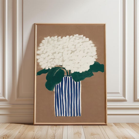 Cozy Hydrangea Bouquet Painting, Cottagecore Botanical Wall Art (Digital Download) 254