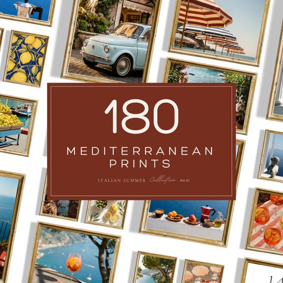 180 Italian Summer Wall Art Prints: Mediterranean Gallery Wall Set, Amalfi Coast La Dolce Vita (Digital Download) No.01