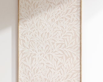 Beige William Morris Printable Wall Art, Neutral tone, Aesthetic Room Decor, Vintage Floral Pattern, Victorian Wall Art.